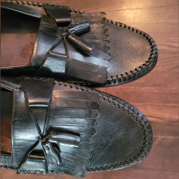 JOS A BANKS Men\'s black leather fringe tassels career preppy loafers shoes 12 main image 12